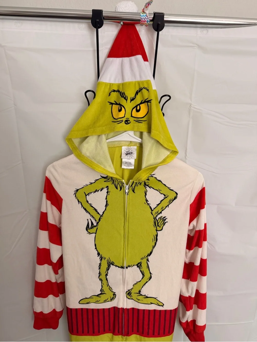 Dr. Seuss Grinch Green Red White Hooded Kids Sleep Sack Pajamas